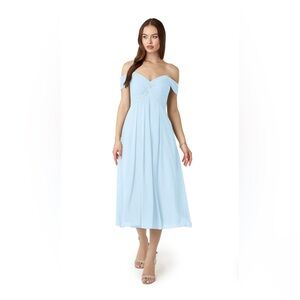 Azazie Vicenta tea length bridesmaid dress in sky blue - CUSTOM SIZE